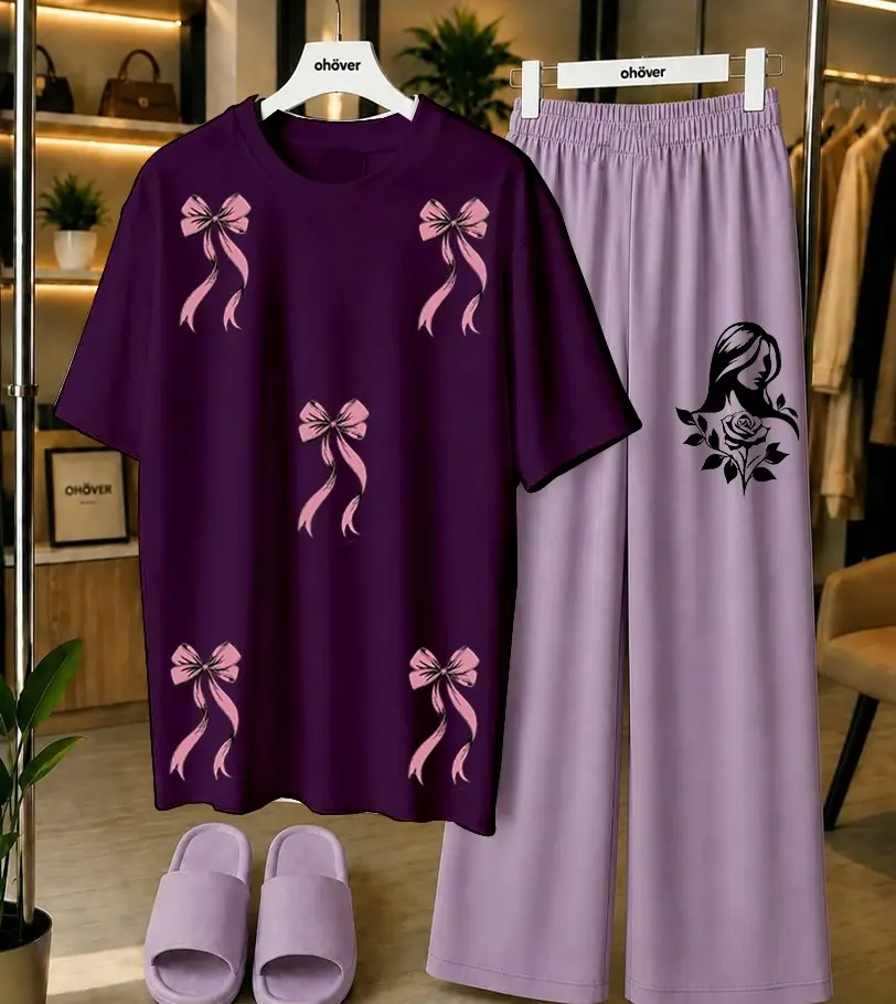 2 Pcs Women's Stitched Jersey Printed Night Suit