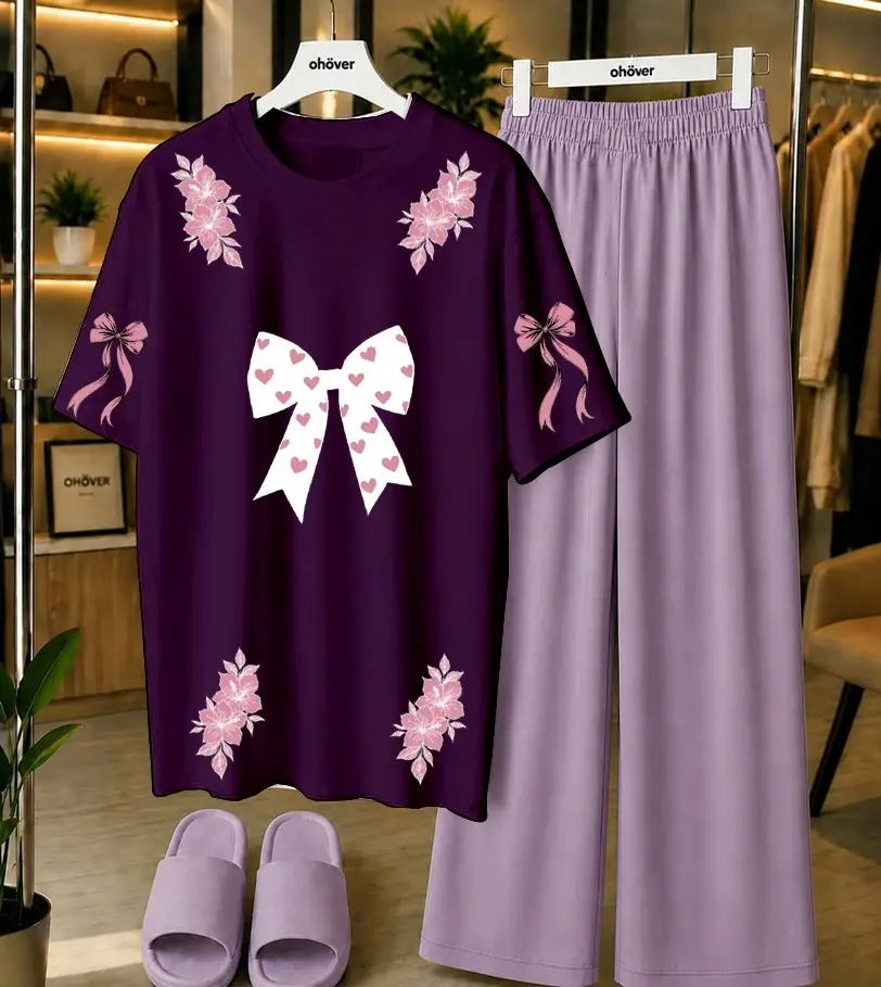 2 Pcs Women's Stitched Jersey Printed Night Suit