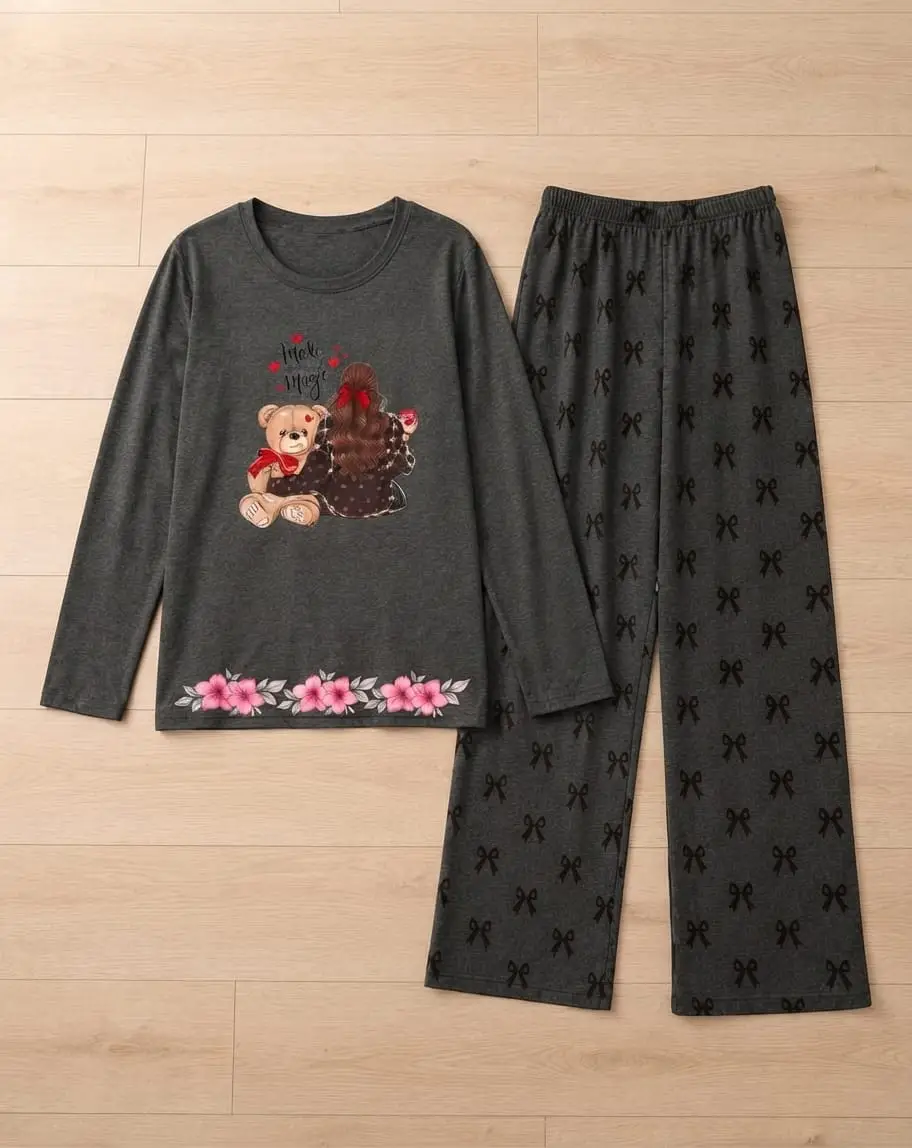 2 Pcs Women's Stitched Cotton Jersey Printed Night Suit