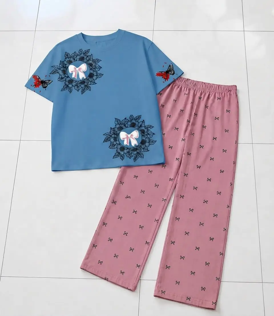 2 Pcs Women's Stitched Cotton Jersey Printed Night Suit