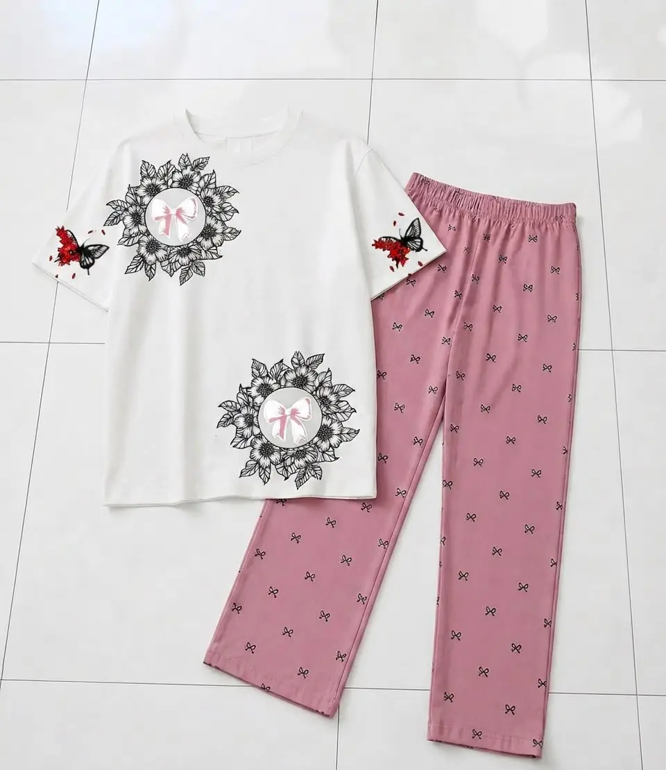 2 Pcs Women's Stitched Cotton Jersey Printed Night Suit