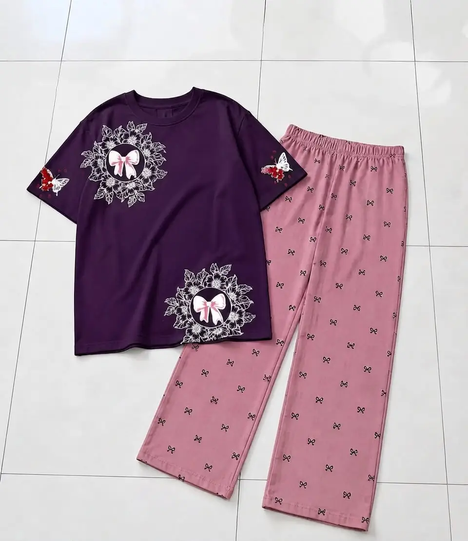 2 Pcs Women's Stitched Cotton Jersey Printed Night Suit