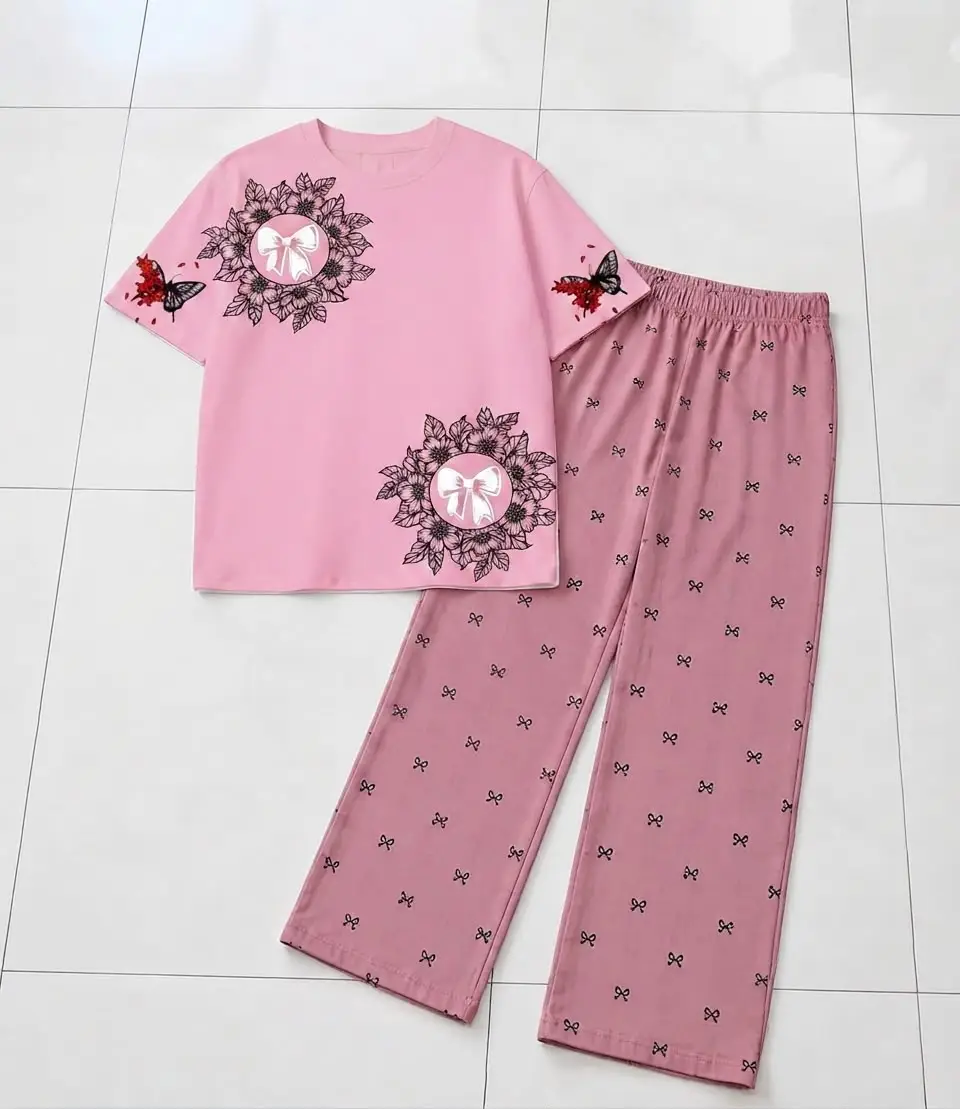 2 Pcs Women's Stitched Cotton Jersey Printed Night Suit