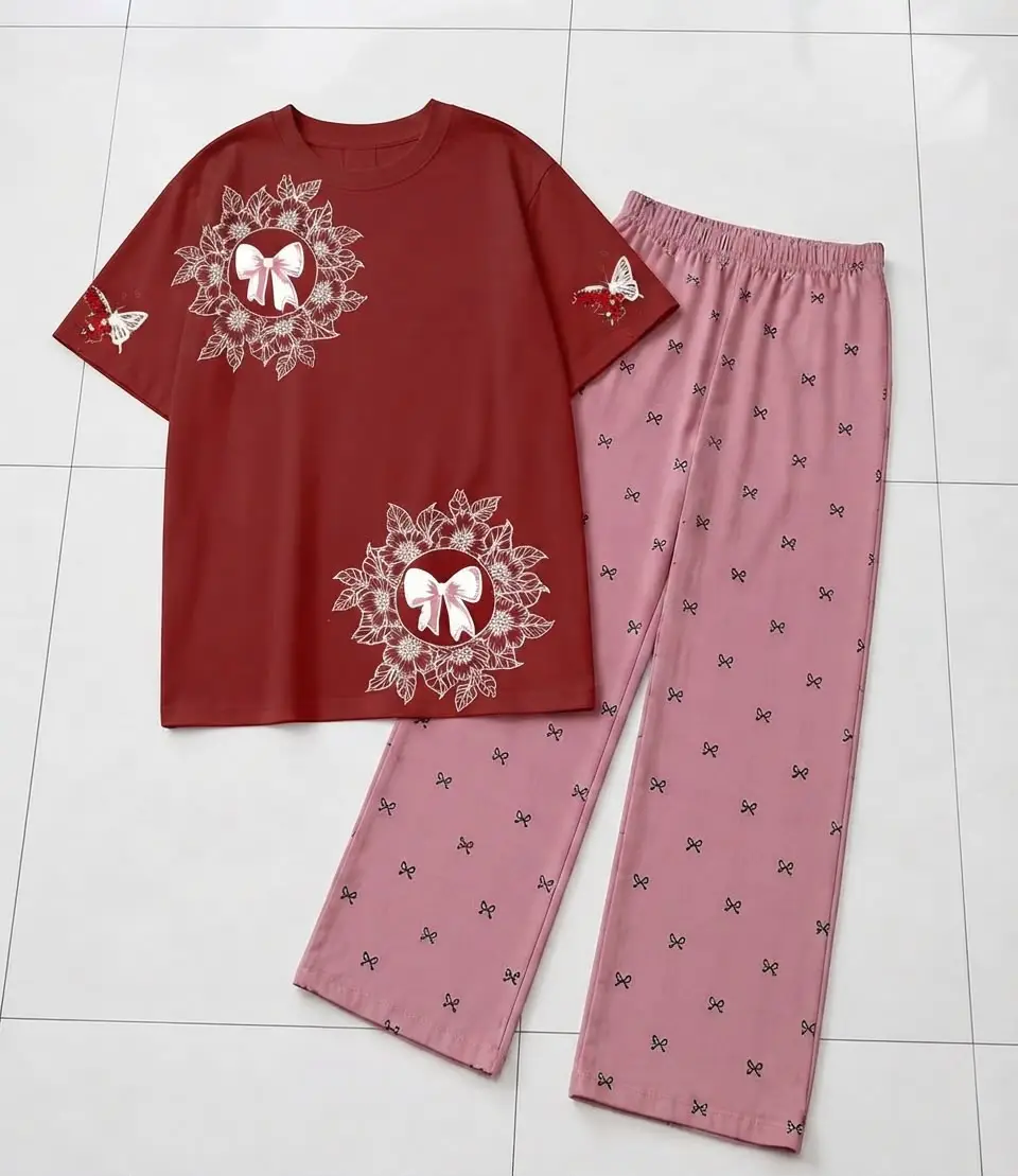 2 Pcs Women's Stitched Cotton Jersey Printed Night Suit