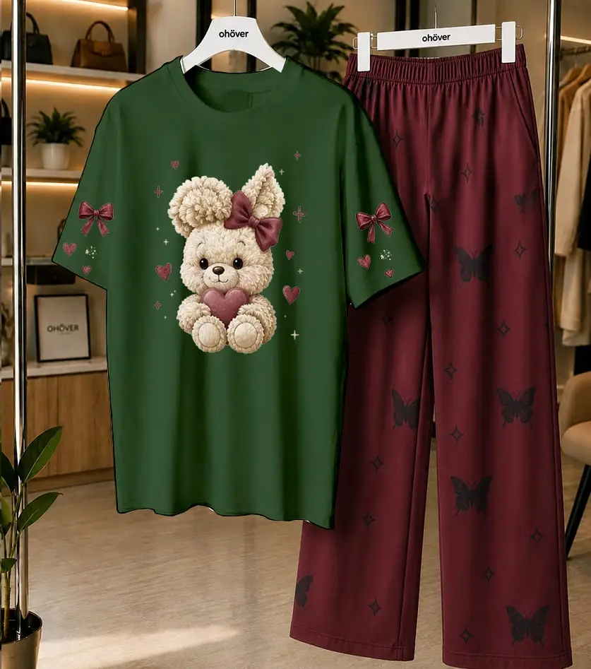 2 Pcs Women's Stitched Jersey Printed Night Suit