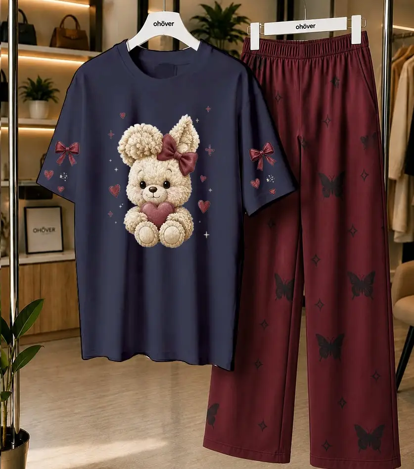 2 Pcs Women's Stitched Jersey Printed Night Suit