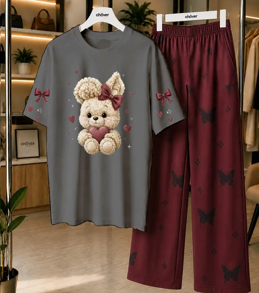 2 Pcs Women's Stitched Jersey Printed Night Suit