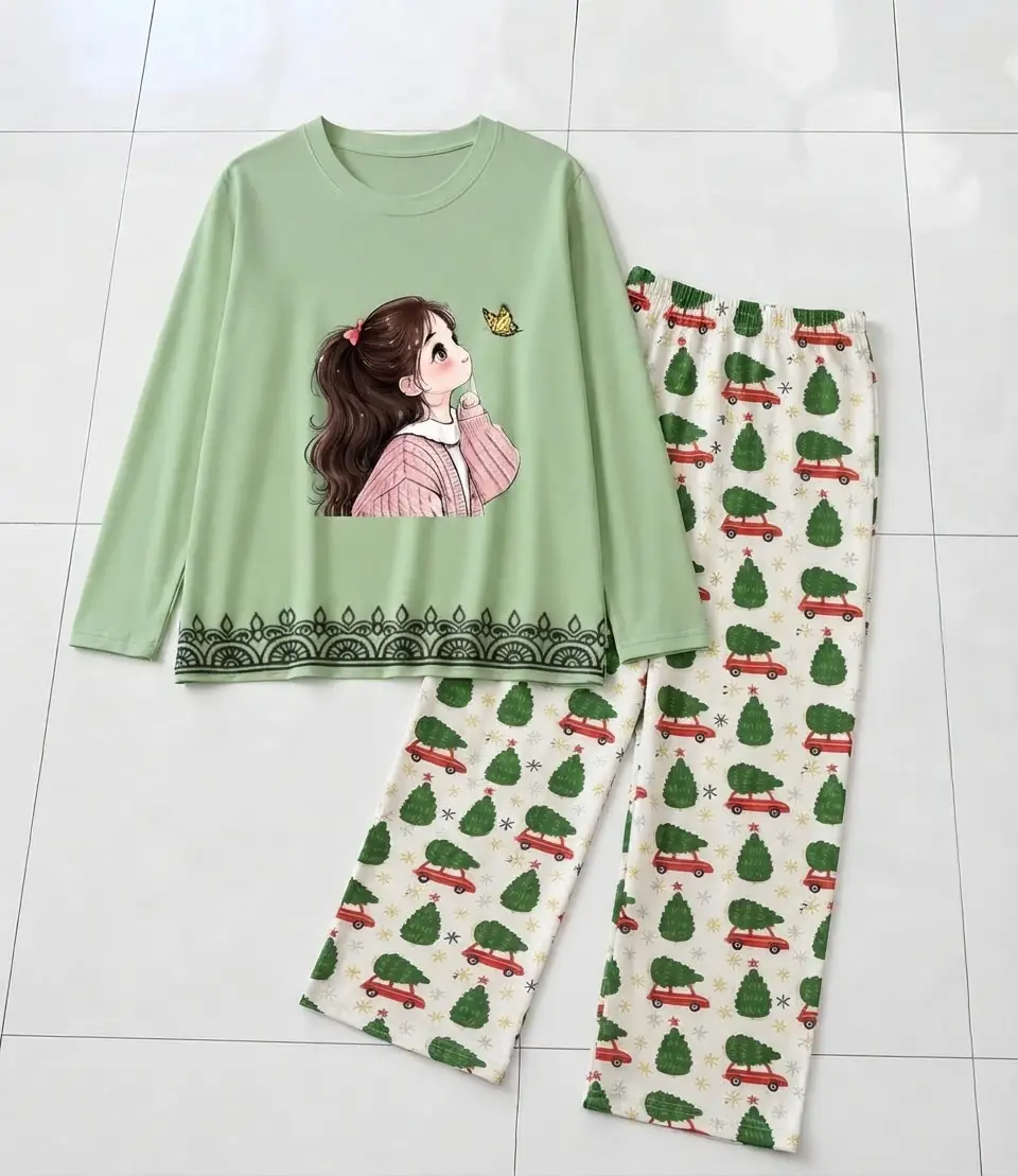 2 Pcs Women's Stitched Cotton Jersey Printed Night Suit