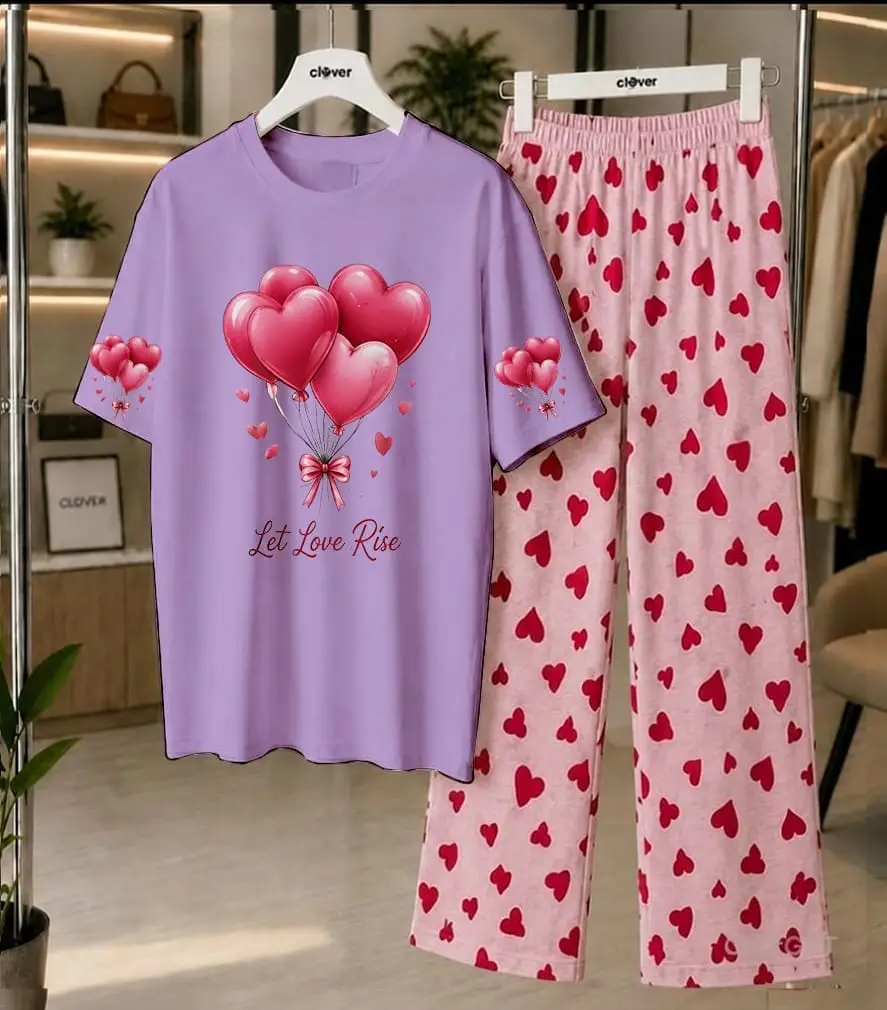 2 Pcs Women's Stitched Cotton Jersey Printed Night Suit