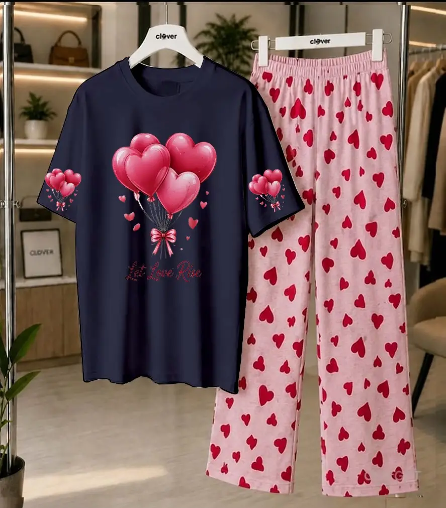 2 Pcs Women's Stitched Cotton Jersey Printed Night Suit