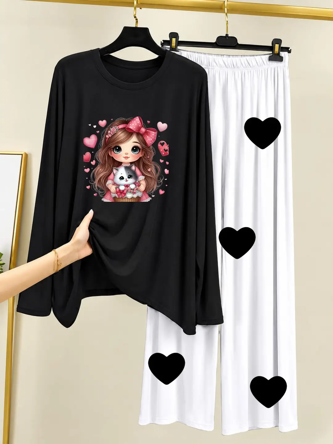 2 Pcs Women's Stitched Cotton Jersey Printed Night Suit