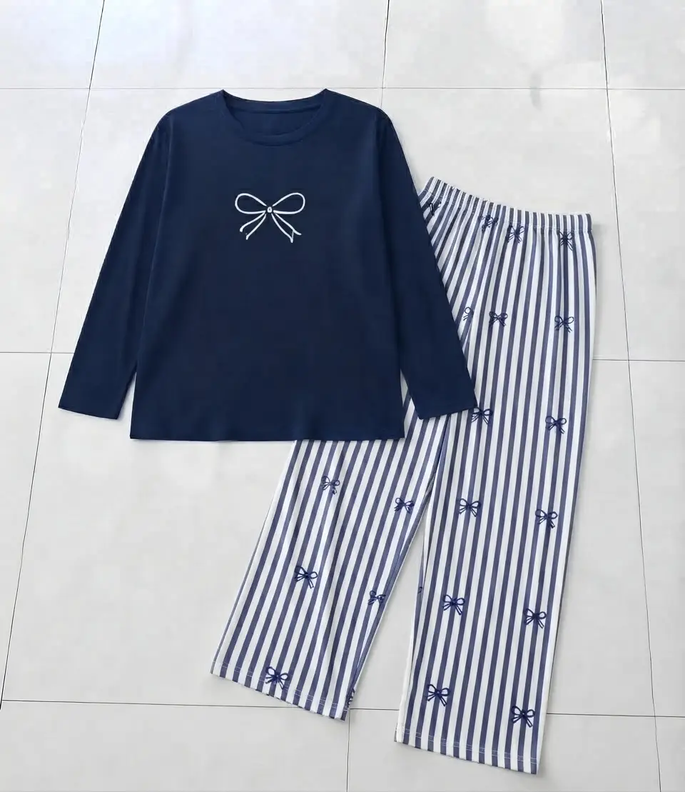 2 Pcs Women's Stitched Jersey Printed Night Suit
