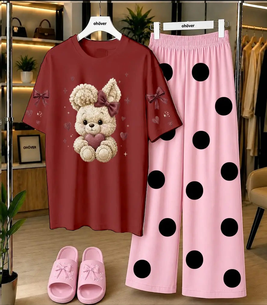 2 Pcs Women's Stitched Cotton Jersey Printed Night Suit