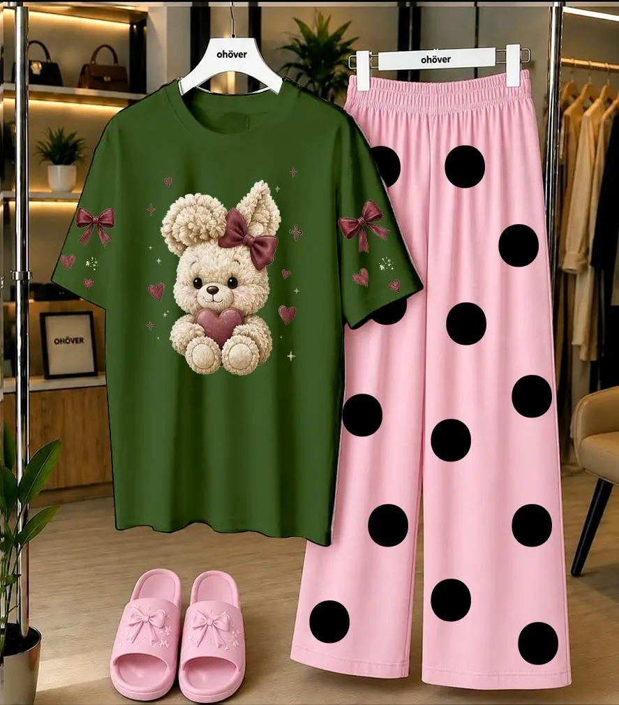 2 Pcs Women's Stitched Cotton Jersey Printed Night Suit