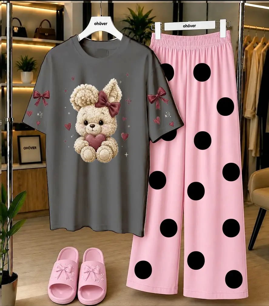 2 Pcs Women's Stitched Cotton Jersey Printed Night Suit
