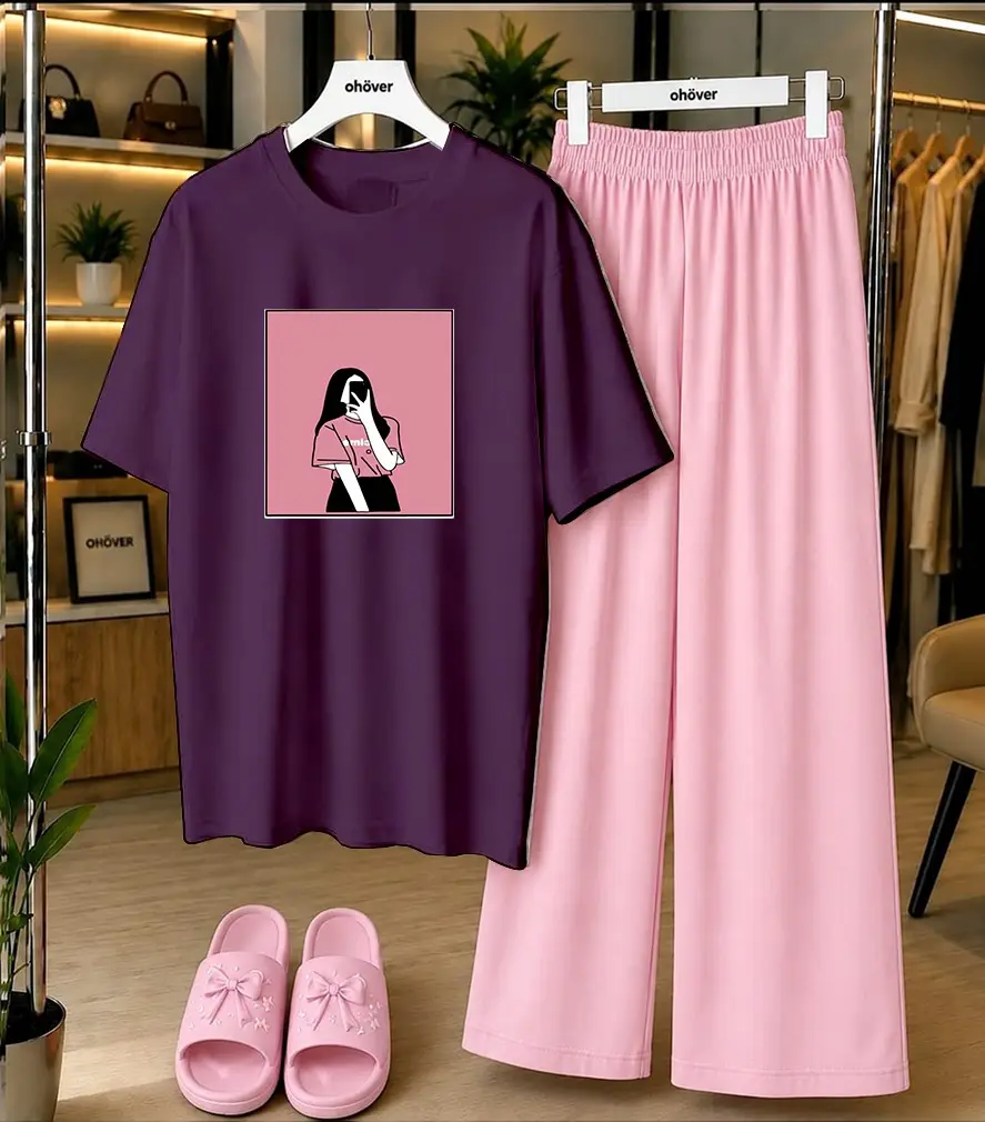 2 Pcs Women's Stitched Cotton Jersey Printed Night Suit