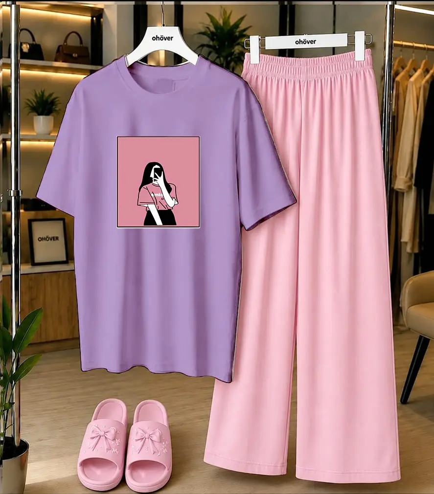2 Pcs Women's Stitched Cotton Jersey Printed Night Suit