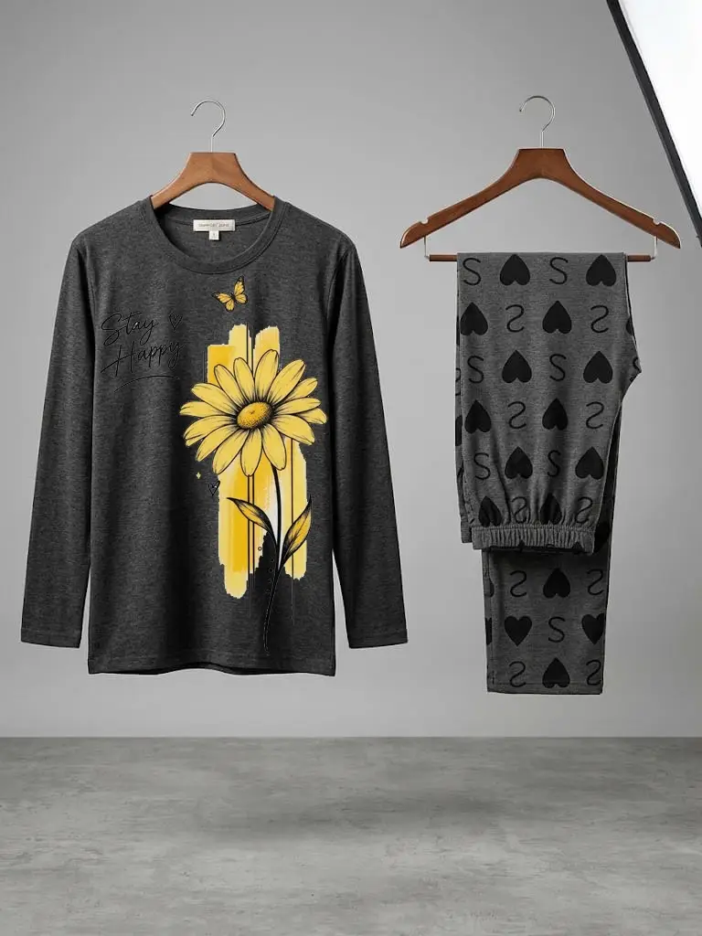 2 Pcs Women's Stitched Cotton Jersey Printed Night Suit