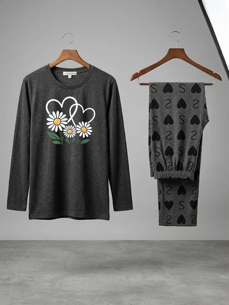 2 Pcs Women's Stitched Cotton Jersey Printed Night Suit