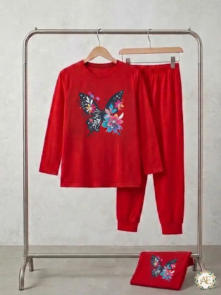 2 Pcs Women's Stitched Jersey Printed Night Suit