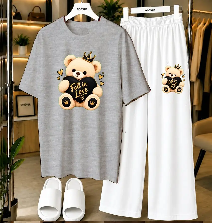 2 Pcs Women's Stitched Jersey Printed Night Suit