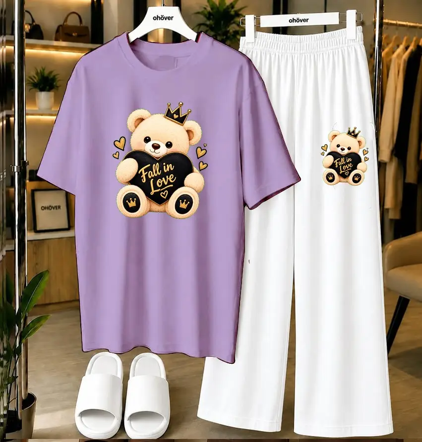 2 Pcs Women's Stitched Jersey Printed Night Suit
