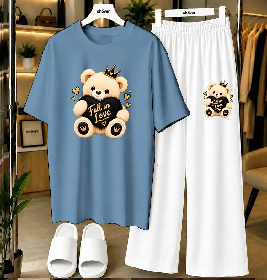 2 Pcs Women's Stitched Jersey Printed Night Suit