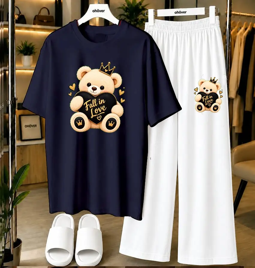 2 Pcs Women's Stitched Jersey Printed Night Suit