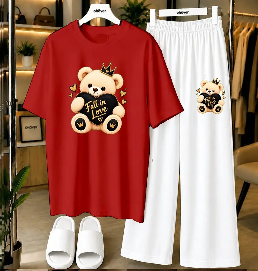 2 Pcs Women's Stitched Jersey Printed Night Suit