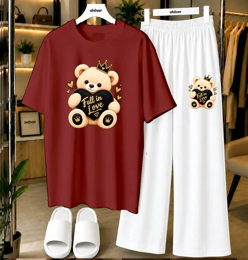 2 Pcs Women's Stitched Jersey Printed Night Suit