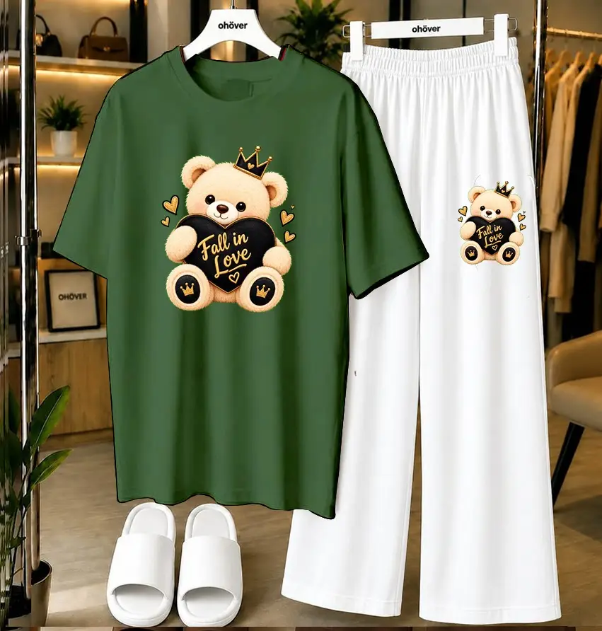 2 Pcs Women's Stitched Jersey Printed Night Suit