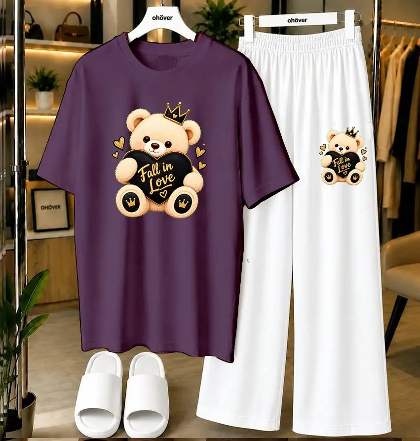2 Pcs Women's Stitched Jersey Printed Night Suit
