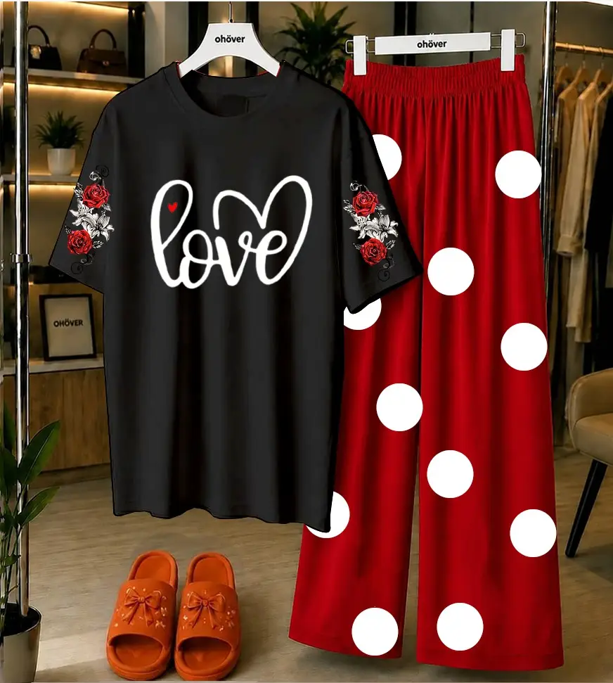 2 Pcs Women's Stitched Jersey Printed Night Suit