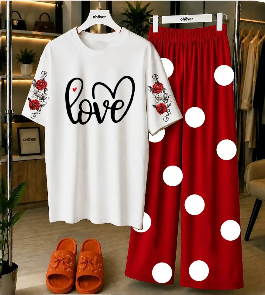 2 Pcs Women's Stitched Jersey Printed Night Suit