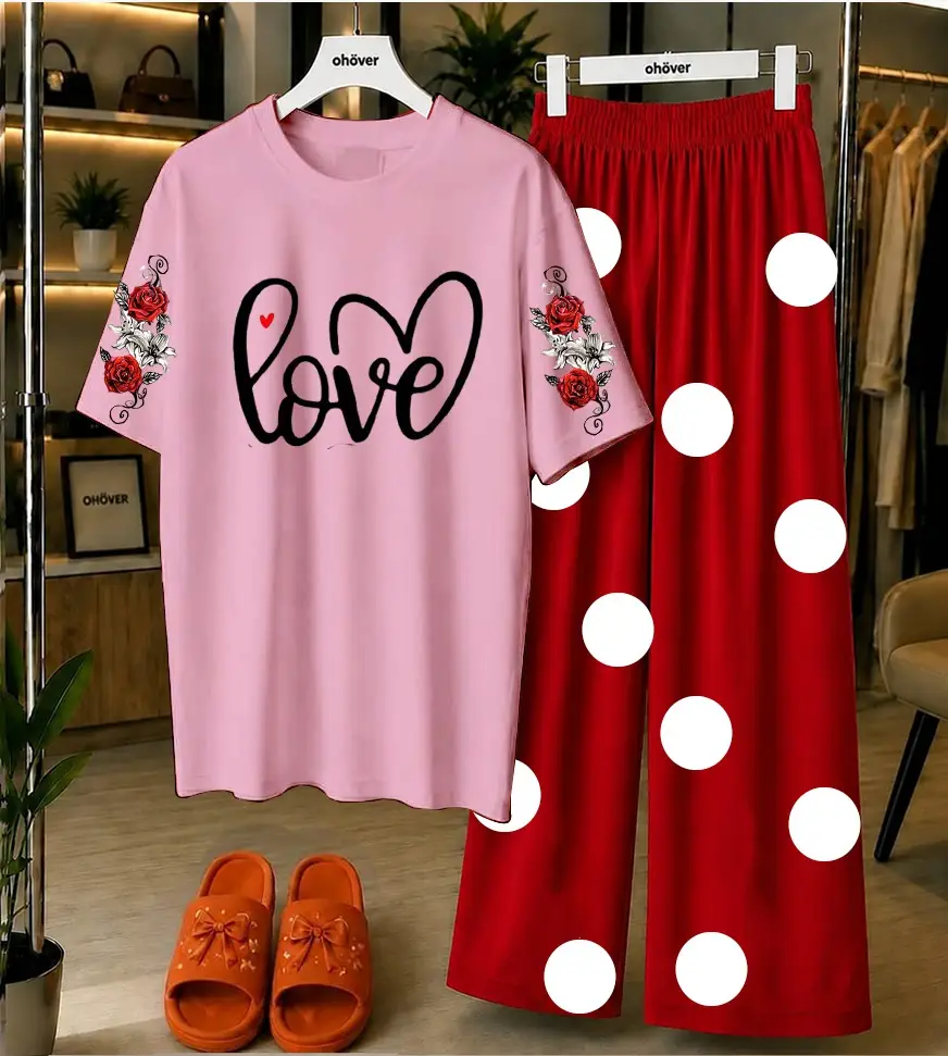 2 Pcs Women's Stitched Jersey Printed Night Suit