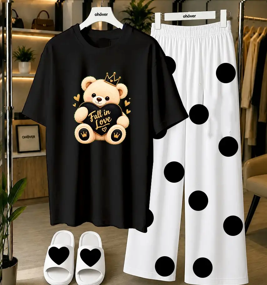 2 Pcs Women's Stitched Jersey Printed Night Suit