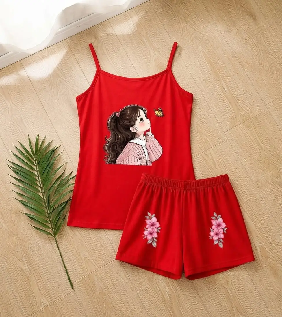 Cotton Jersey Plain Comfortable And Lightweight Camisole Set
