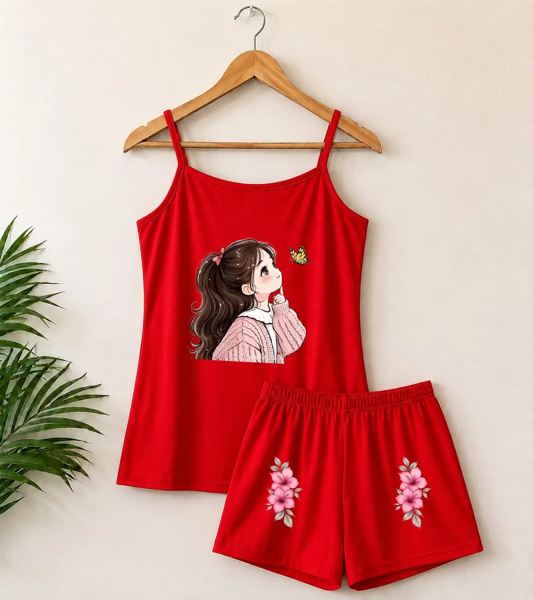 Cotton Jersey Plain Comfortable And Lightweight Camisole Set