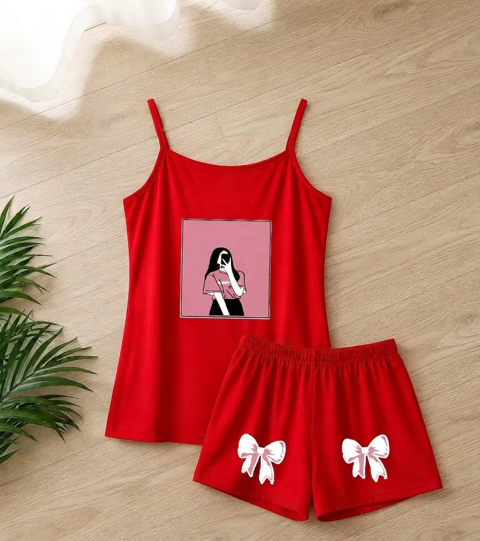 Cotton Jersey Printed Comfortable And Lightweight Camisole Set