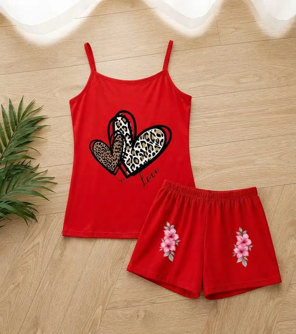 Cotton Jersey Printed Comfortable And Lightweight Camisole Set