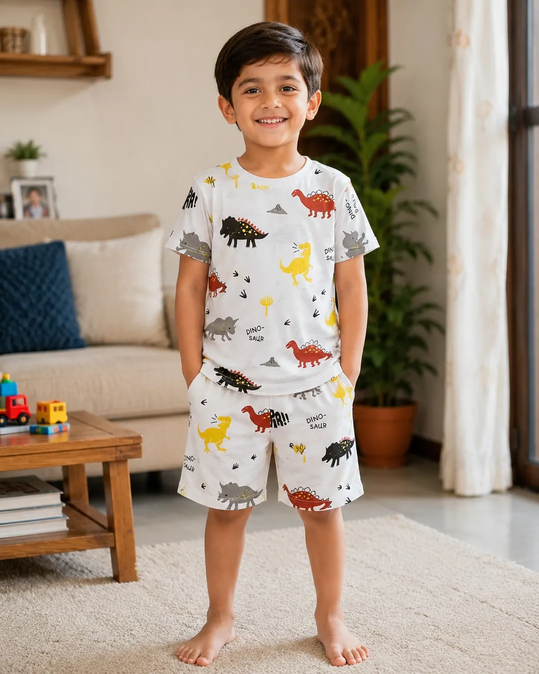 2 Pcs Girl's Stitched Cotton Jersey Printed Pajama And Shirt