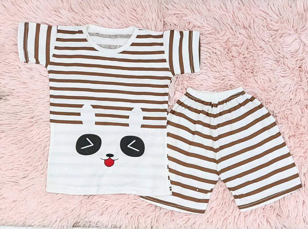 2 Pcs Girl's Stitched Cotton Jersey Printed Pajama And Shirt