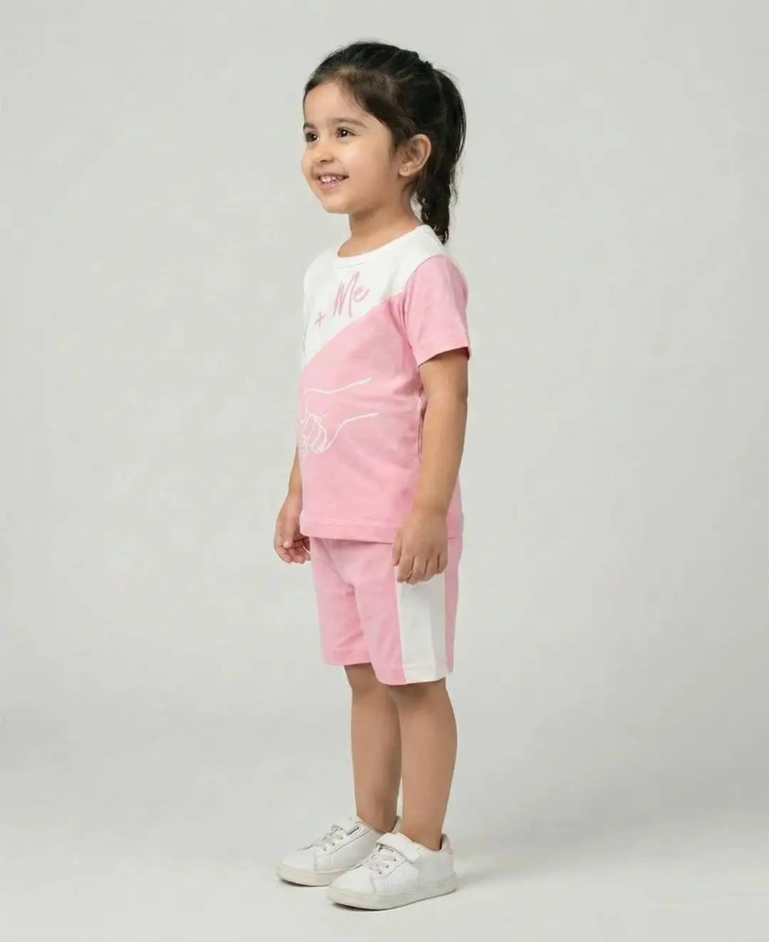 2 Pcs Girl's Stitched Jersey Printed Pajama And Shirt
