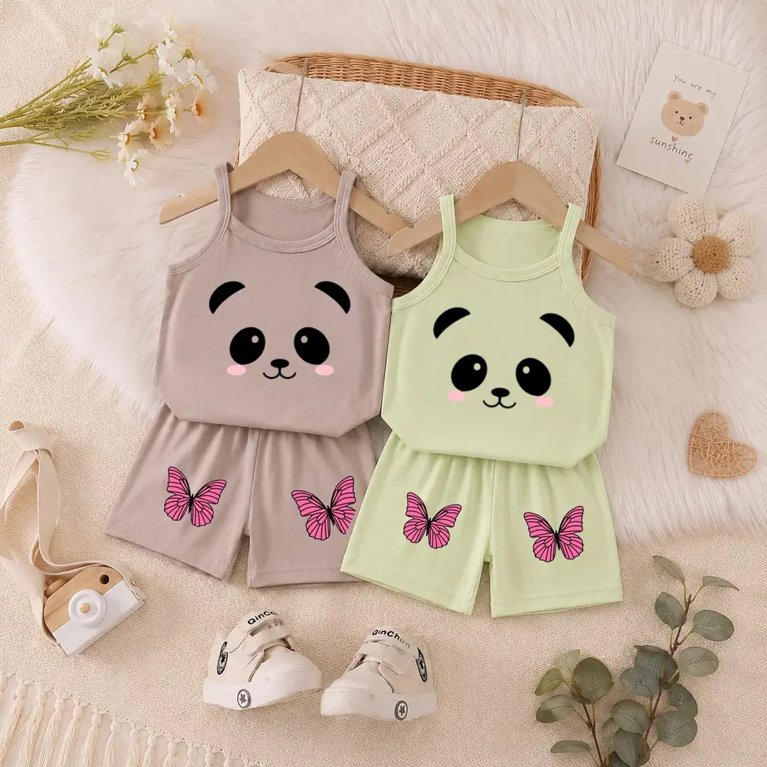2 Pcs Unisex Jersey Printed T-Shirt And Shorts Set