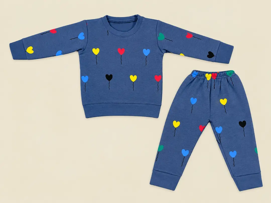 2 Pcs Girl's Fleece Printed Shirt And Trouser Suit