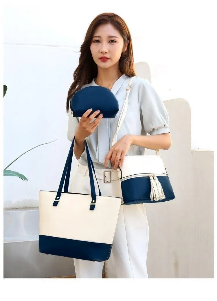 Women's Leather Shoulder Bag White Navy Blue Casual Daily Wear