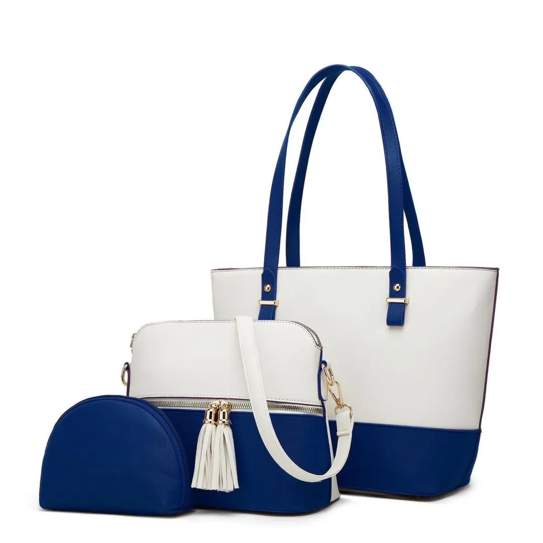 Women's Leather Shoulder Bag White Navy Blue Casual Daily Wear