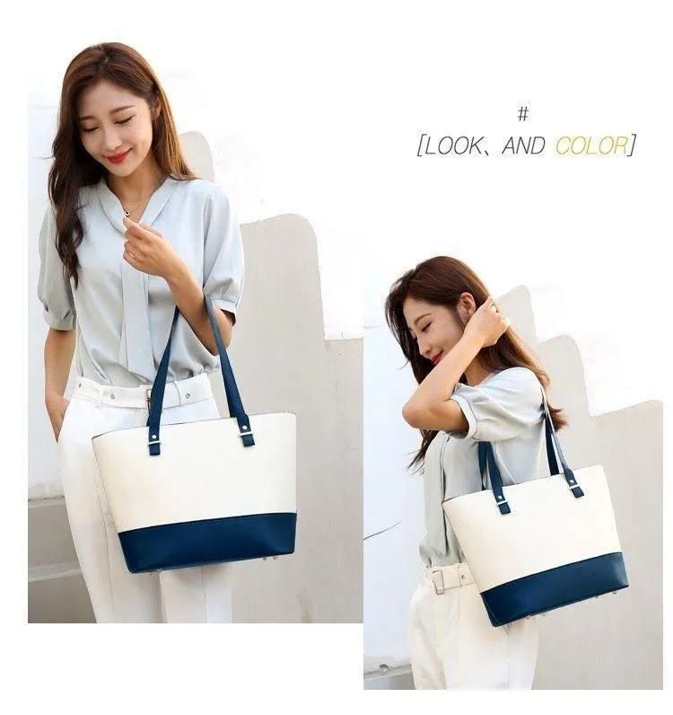 Women's Leather Shoulder Bag White Navy Blue Casual Daily Wear