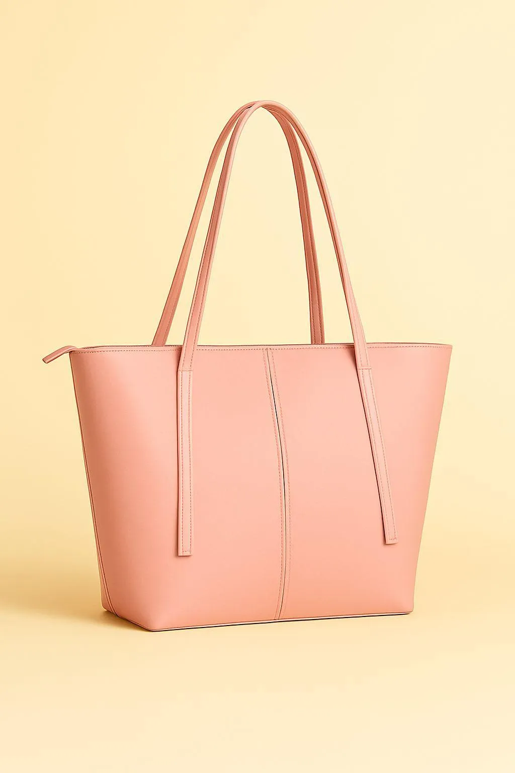 Pink Faux Leather Tote Bag for Girls Daily Use