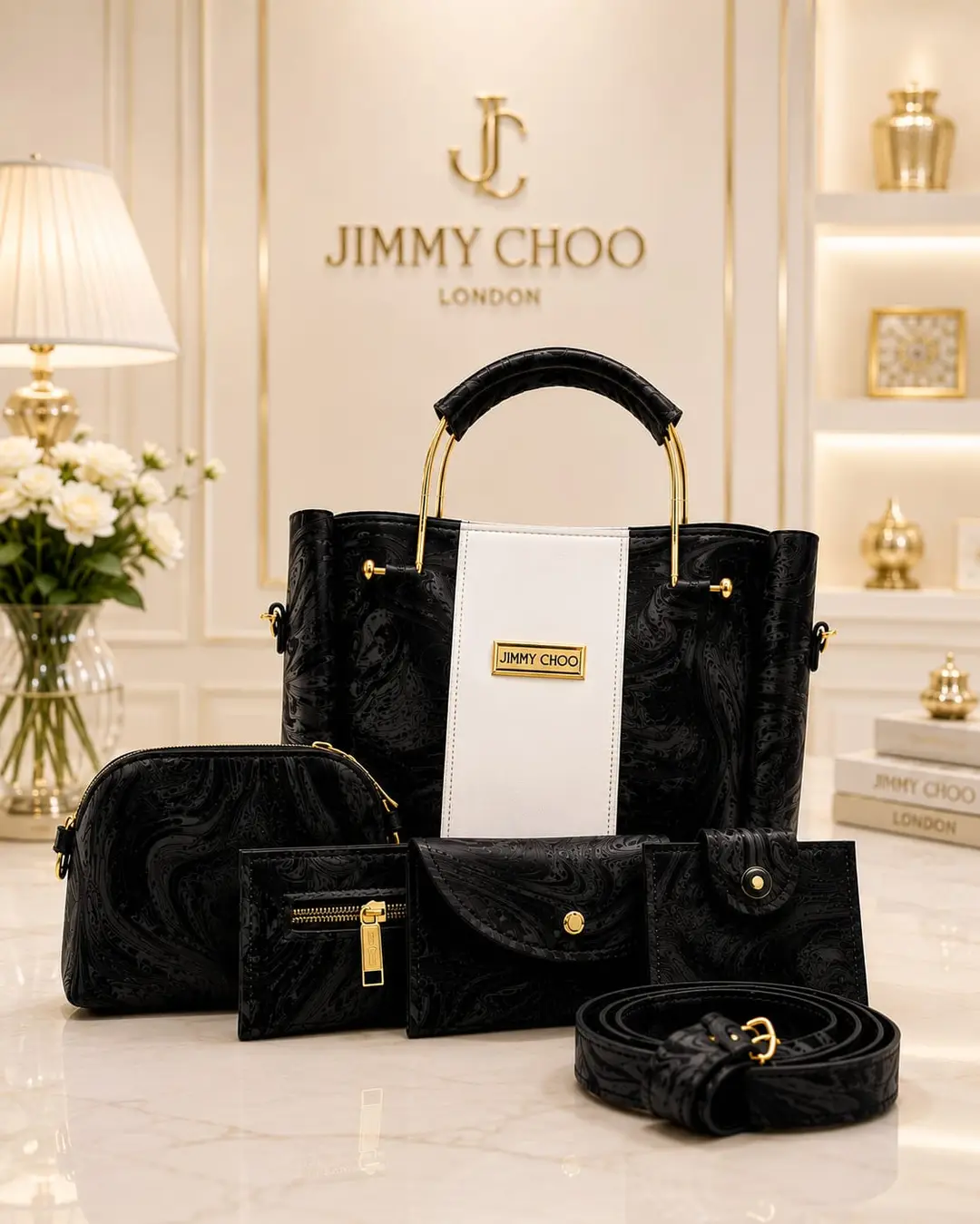 Women's Leather Textured Hand Bag Set